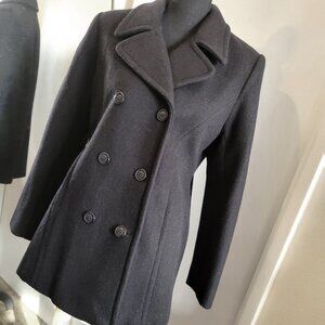 Vintage Black Wool Womens Peacoat
